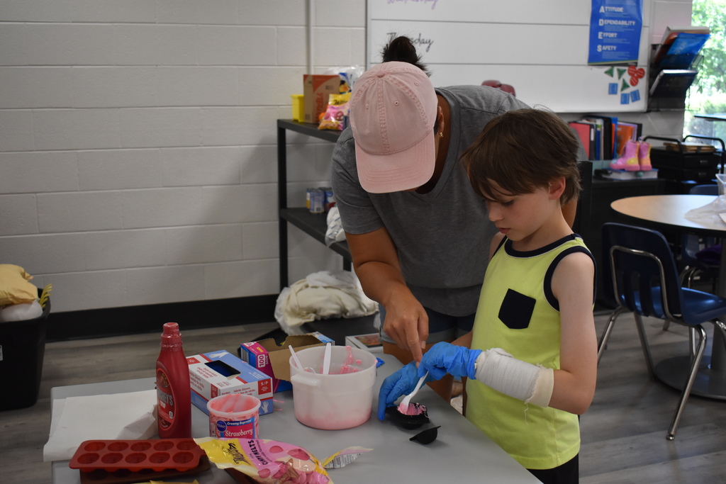 Student making edible brains