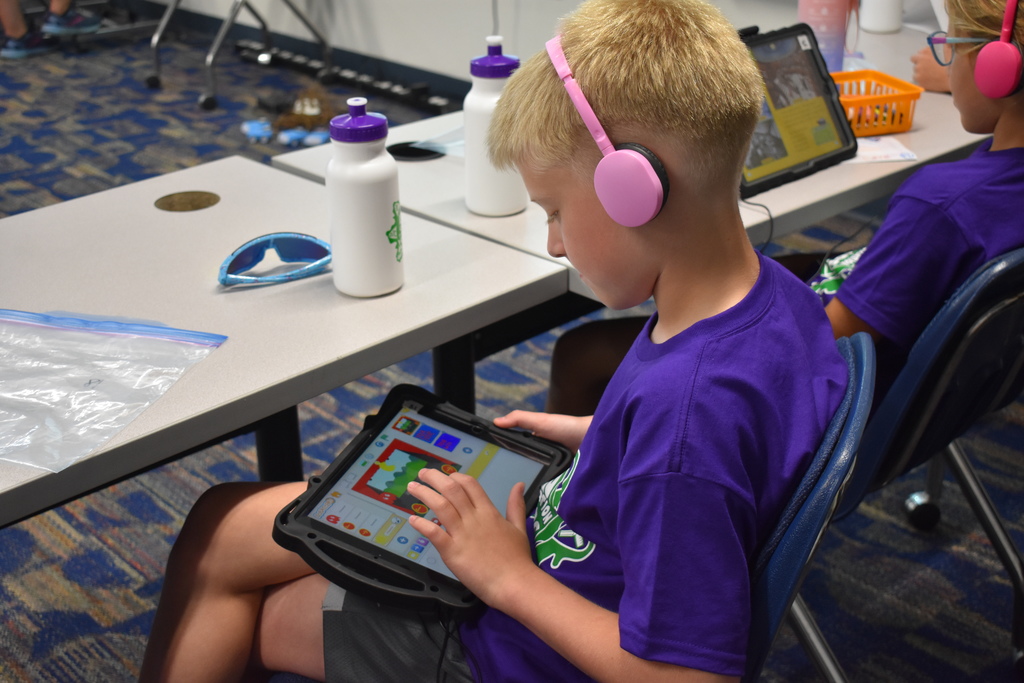 Student playing a game