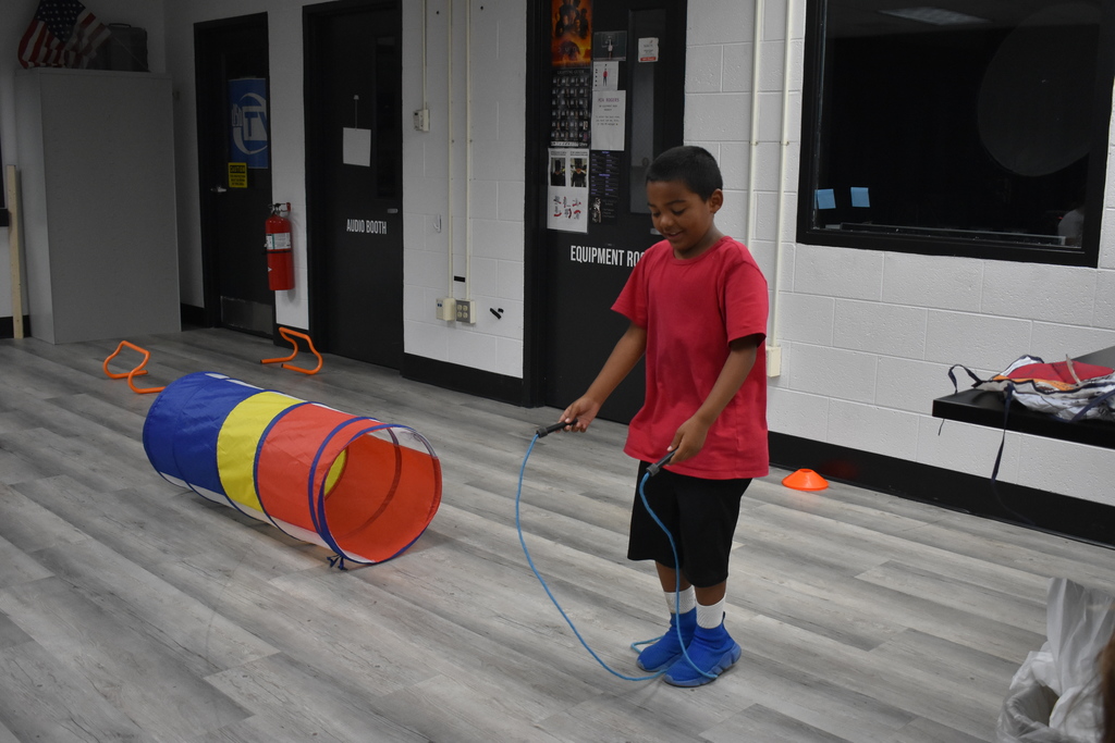 Student jumping rope