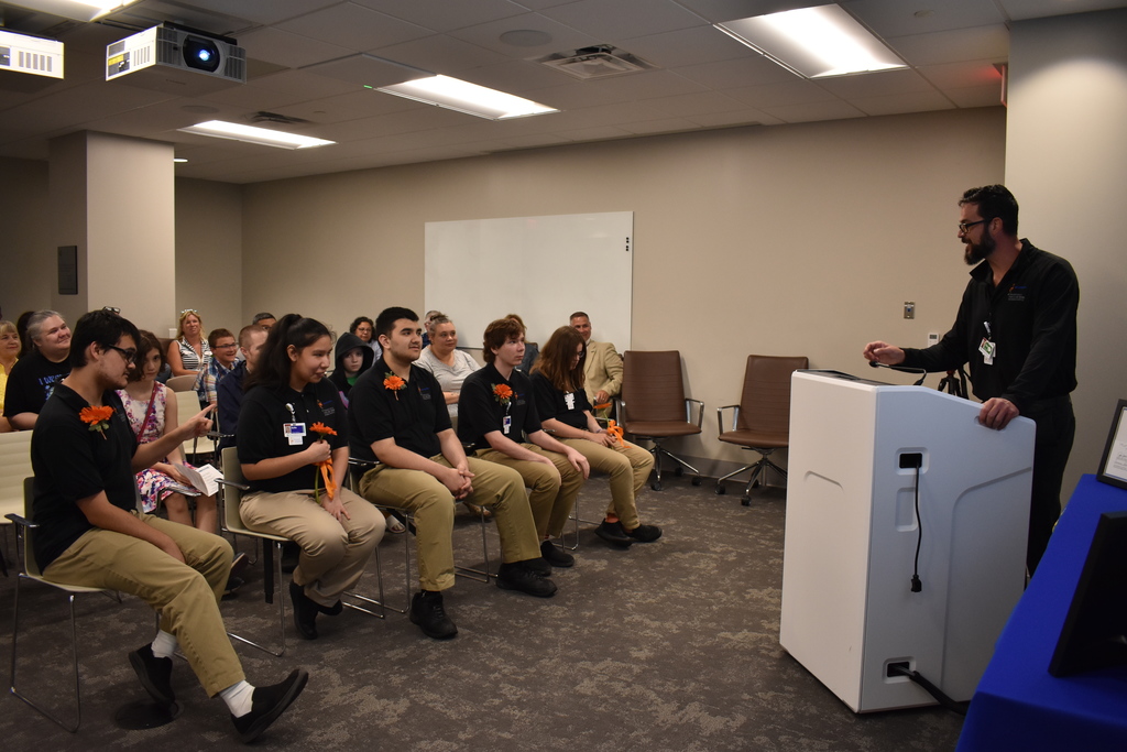 Students listening to speaker