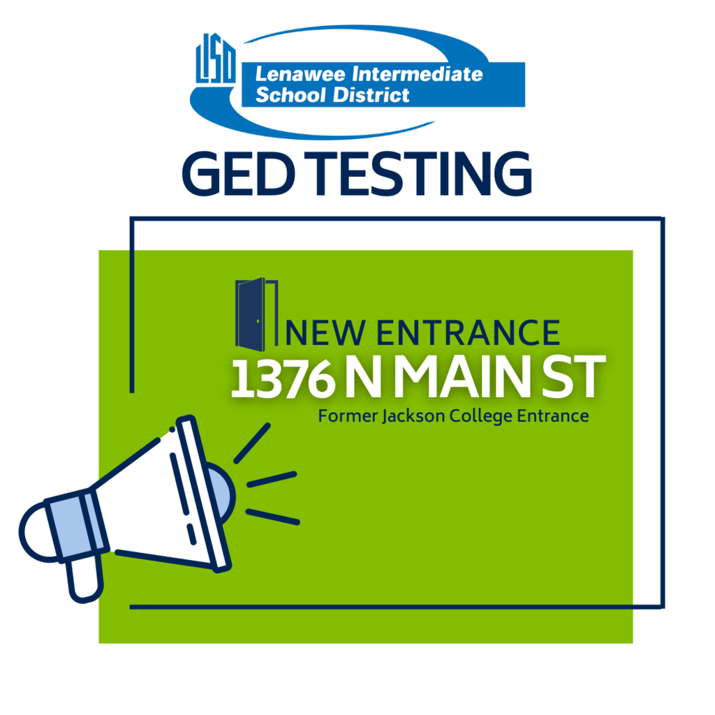 Announcement about new entrance for GED testing