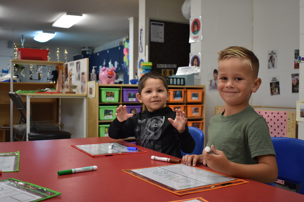 Two students working on an activity