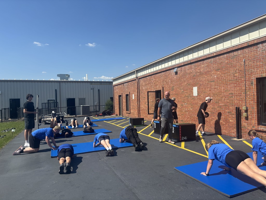 Students exercising.