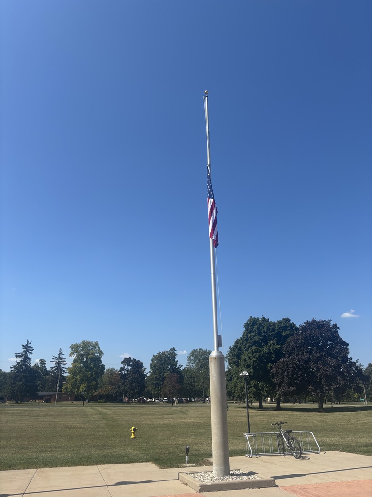 US Flag half-staff.