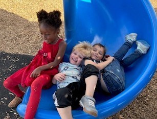 Kids on a slide