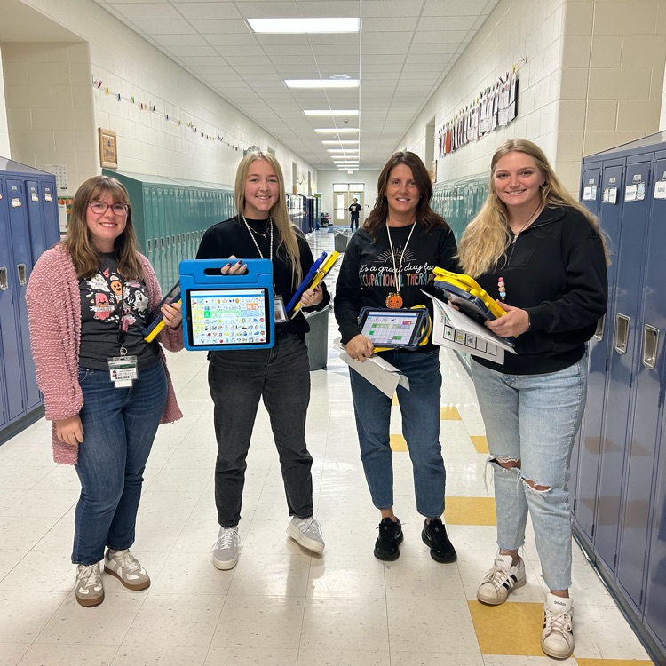 LISD itinerants Maddie Bielskis, Kia Rainey, Christy Vigo, and Chloe Pike partner at Prairie Elementary to support language for all students. 
