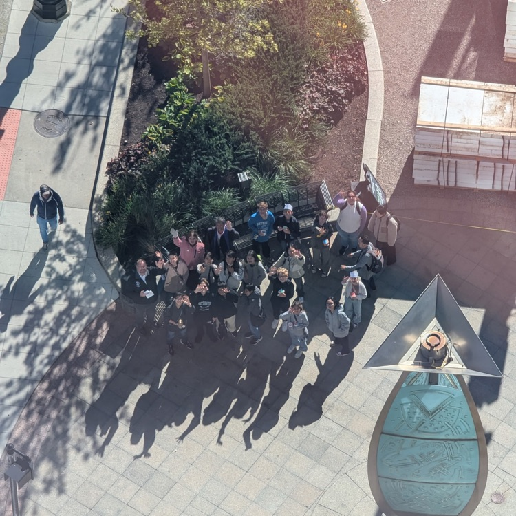 the group walking downtown Detroit on a tour