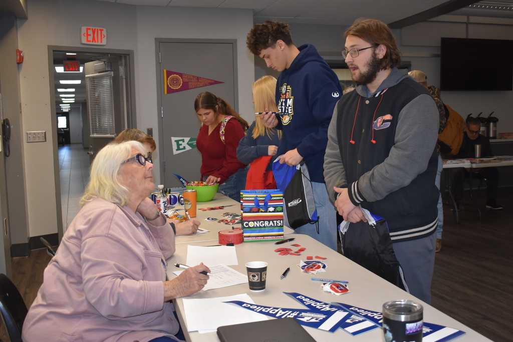 Students check in to the event