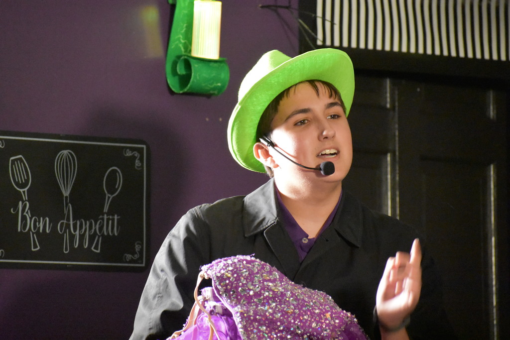 A closeup of a student during the play