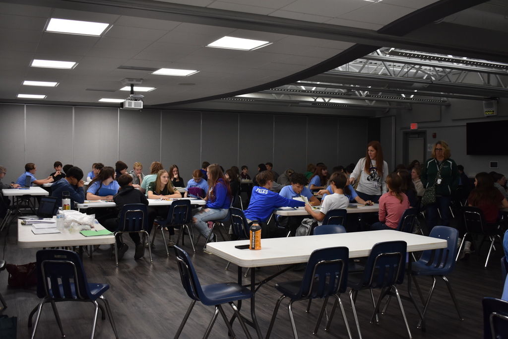 A room full of students competing