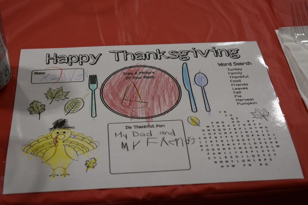 A thanksgiving placemate a student made