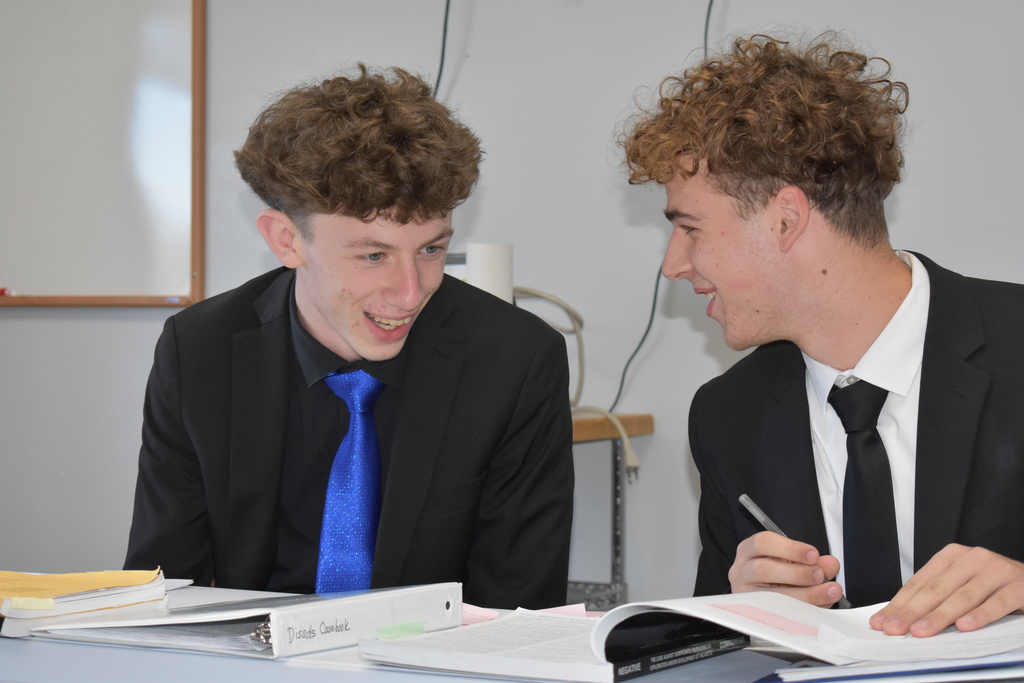 Partners laugh together