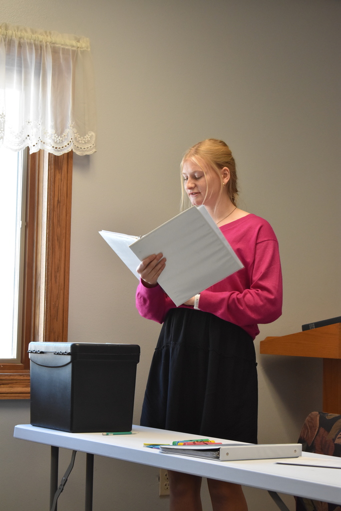 Student presenting her argument