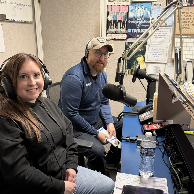 Megan Paul and Ben Murray in the radio studio 