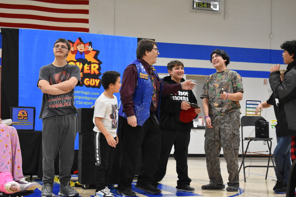 Students reacting to a trick