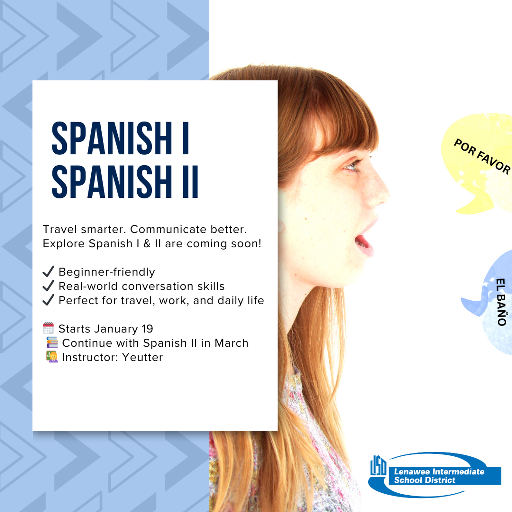 Graphic for Spanish 1 and 2 in Adult Learning