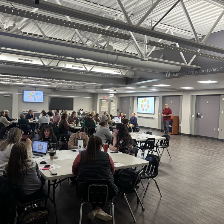 PBIS leader, Jamie Salenbien, speaking to a crowd