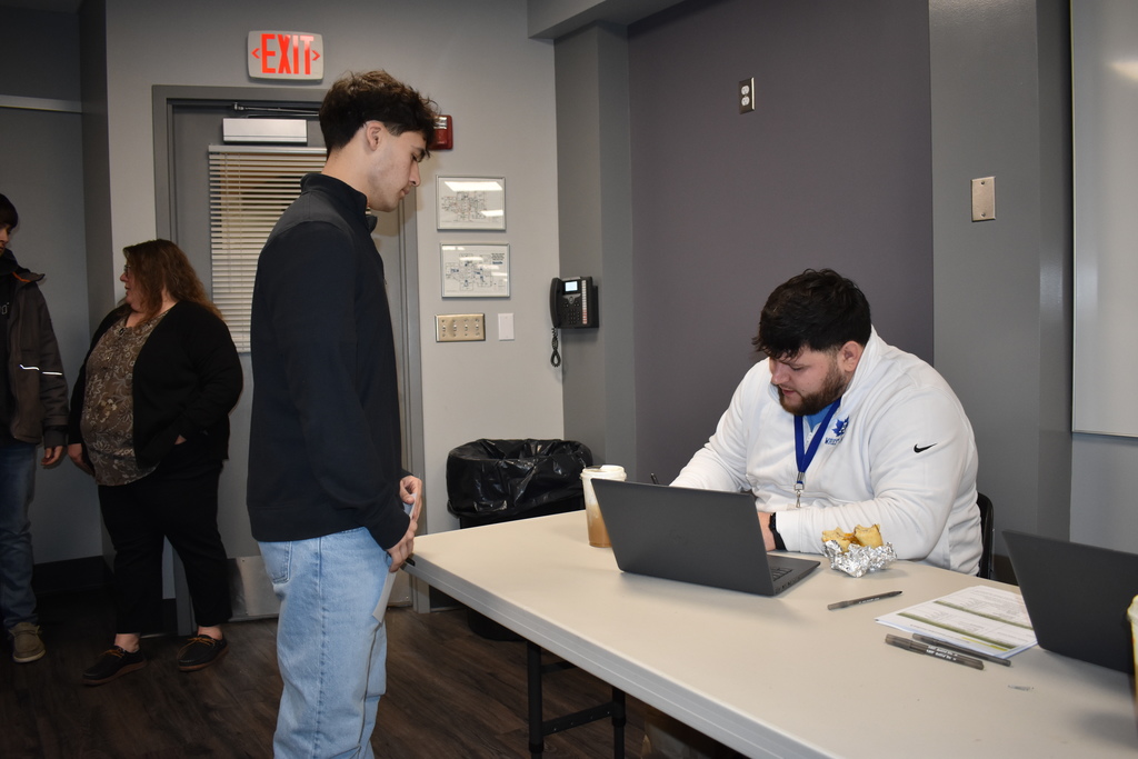 A student registering for an interview