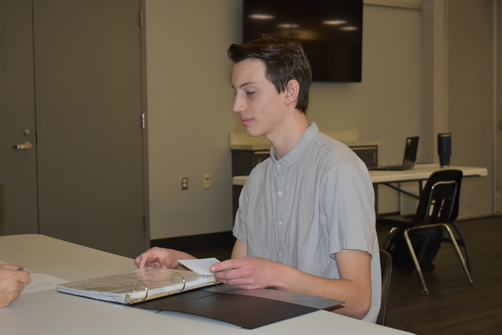 A student during an interview