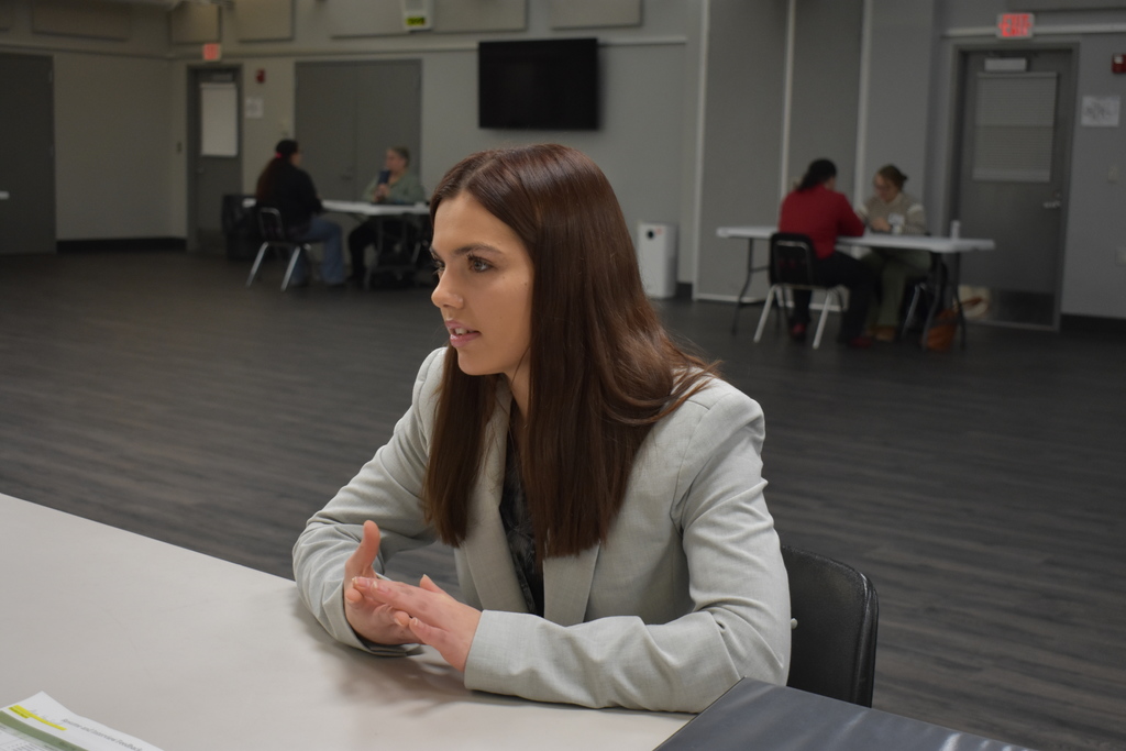 A student mid interview