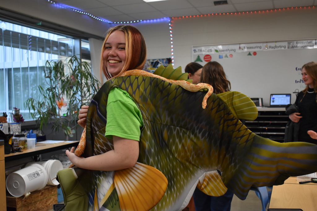 A student with her snake