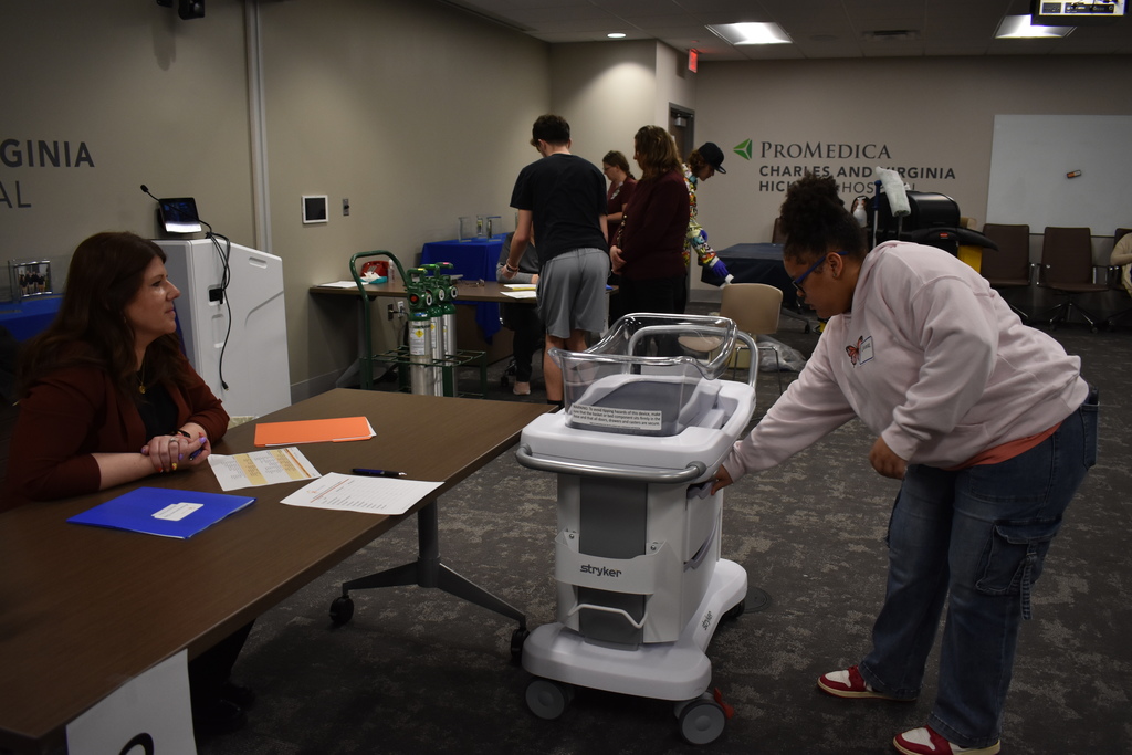 A student searching for supplies 