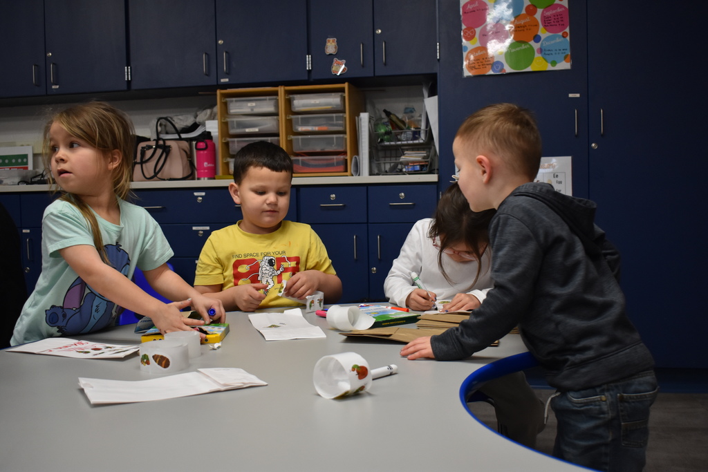 Students working on an art project