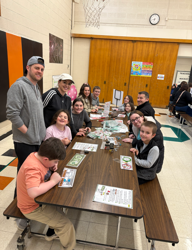 Families working on math activities together