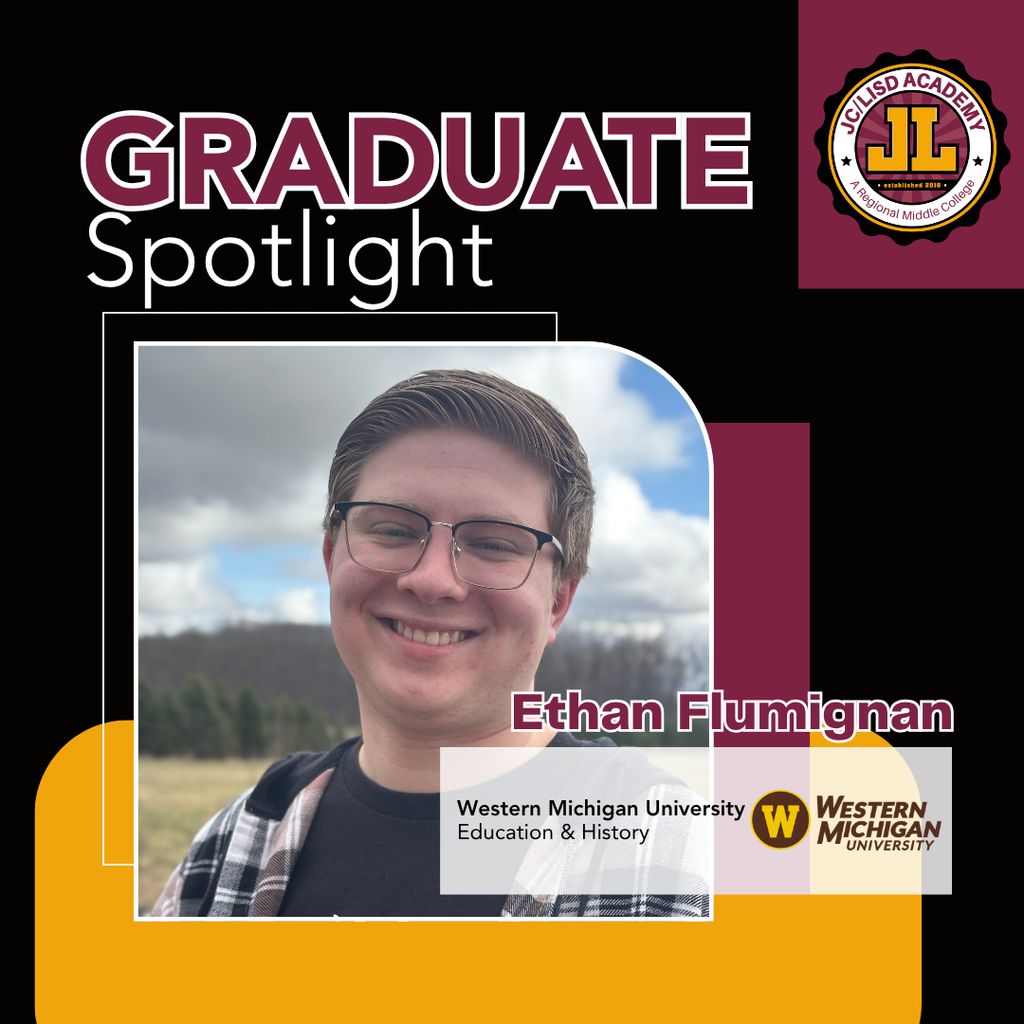 Ethan Flumignan's Graduate Spotlight featuring his photo