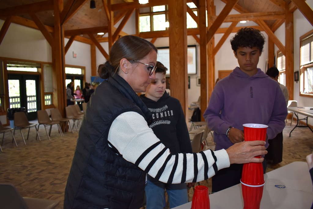 Erica Kranz helping students with an activity