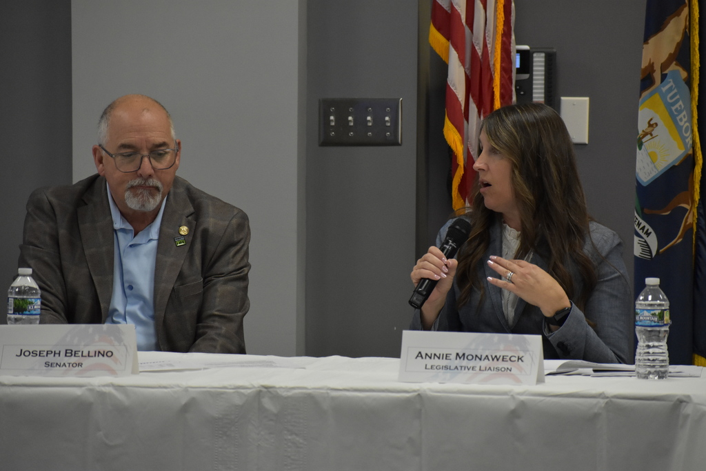Annie and the Senator speaking together
