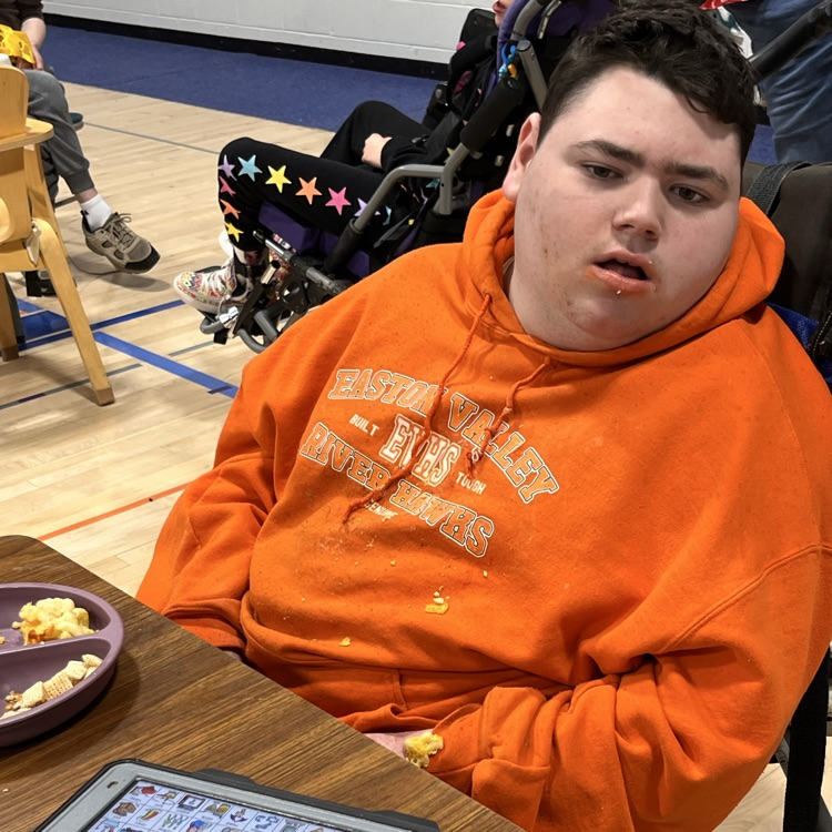 a student enjoying lunch 