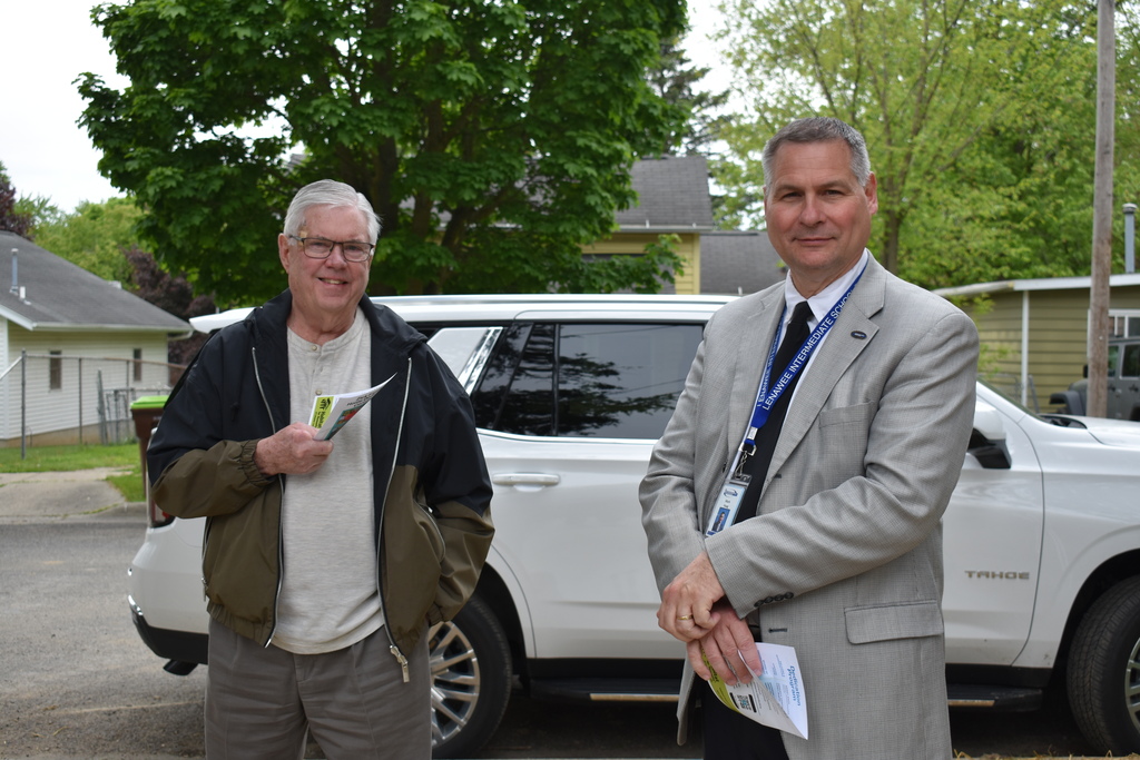 Superintendent Mark Haag and board President Jim Hartley