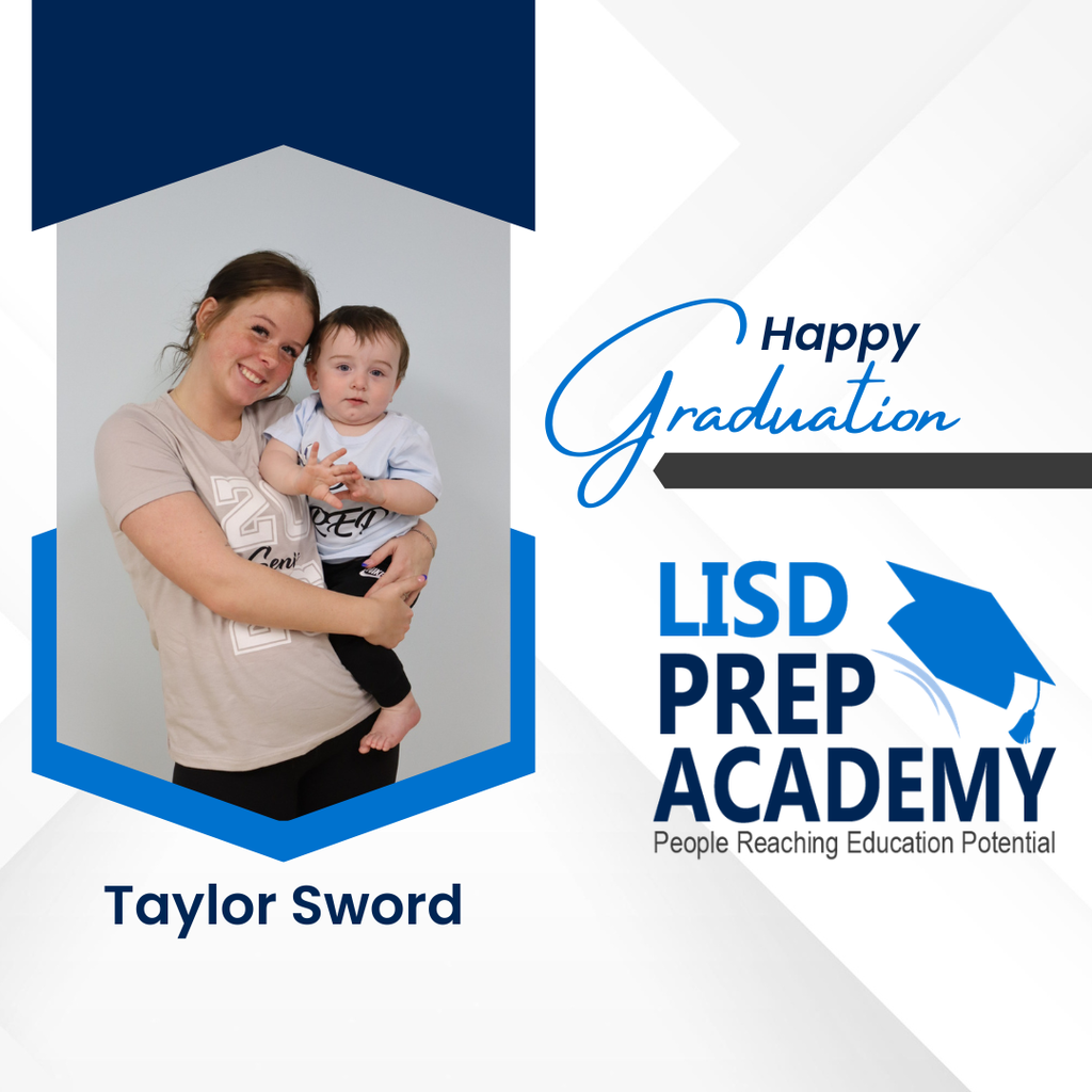 Graduation post graphic with a photo of Taylor Sword and her son