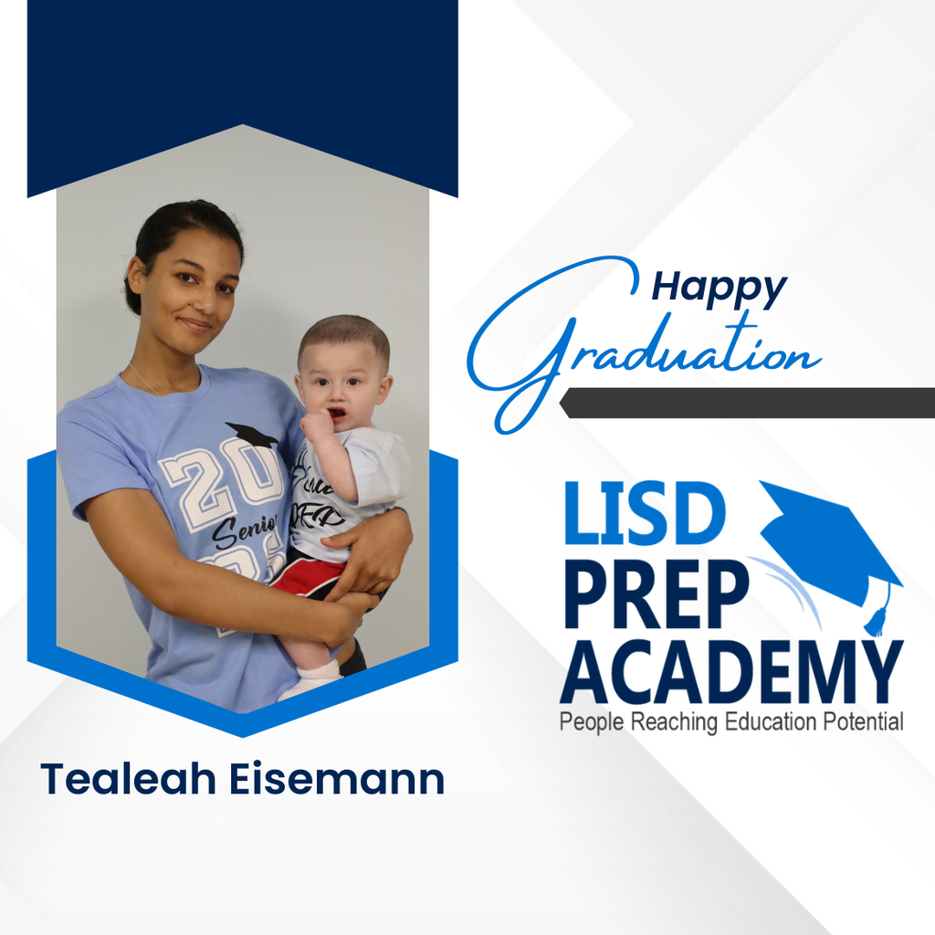 Graduate graphic with Tealeah's photo and her baby