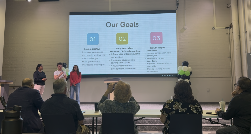 Student presenting