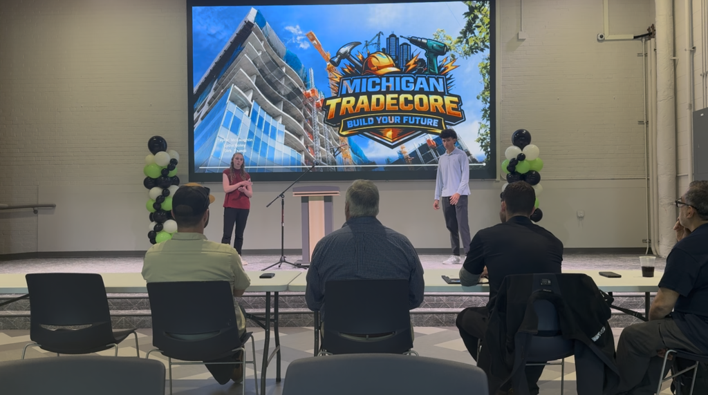 Student presenting