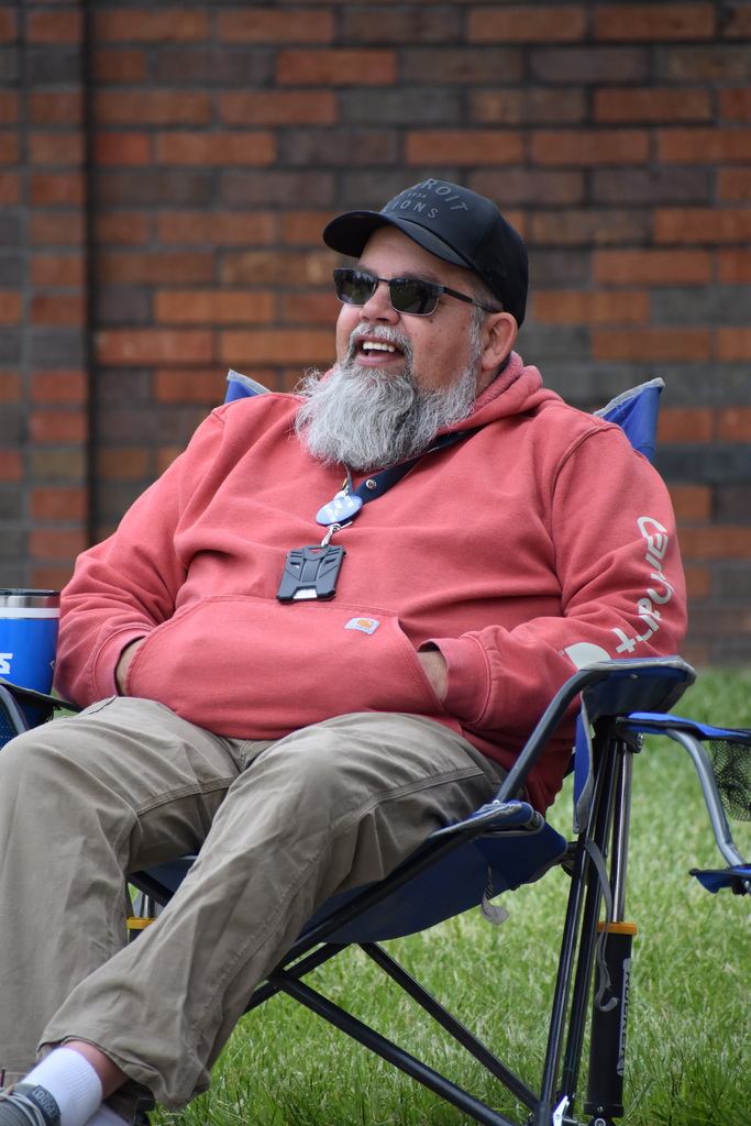 Staff member Scott Biggs hanging out in a chair