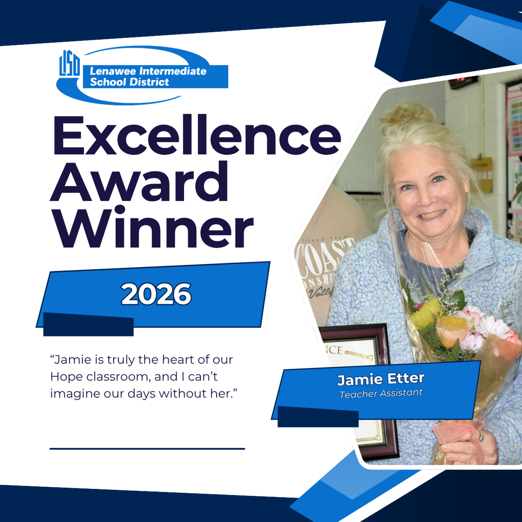 Excellence Award winner graphic with photo of Jamie Etter 