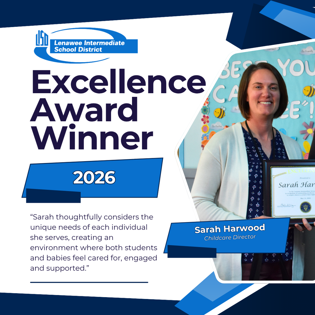 Excellence Award graphic featuring a photo of Sarah Harwood