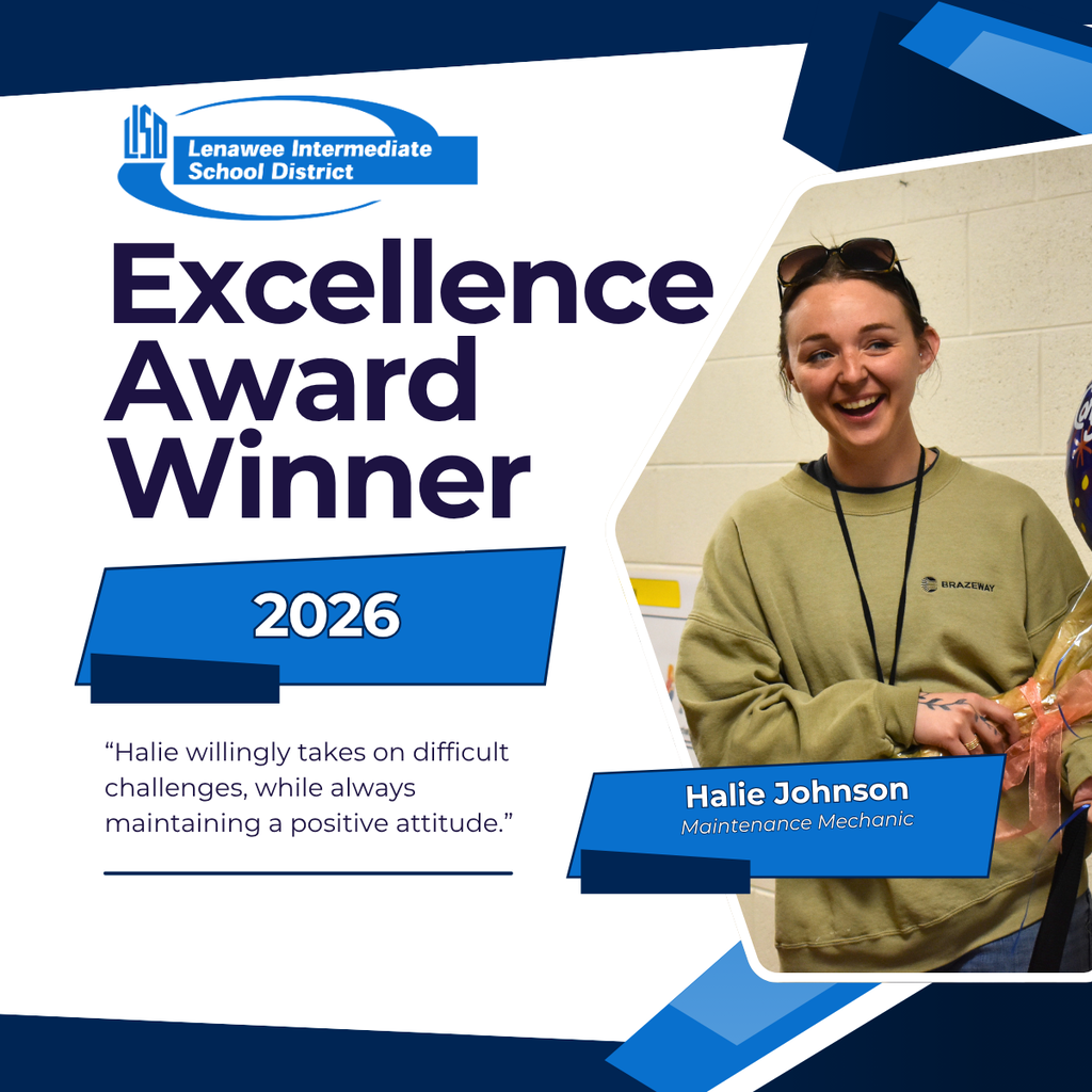 Excellence Award graphic featuring the photo of Halie Johnson