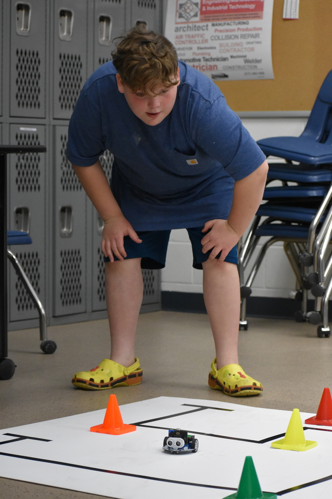 A student working on his robot