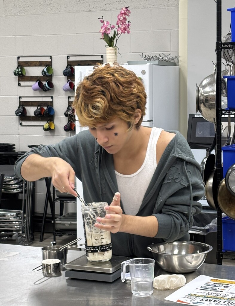 Hospitality student from TECH Center working with yeast