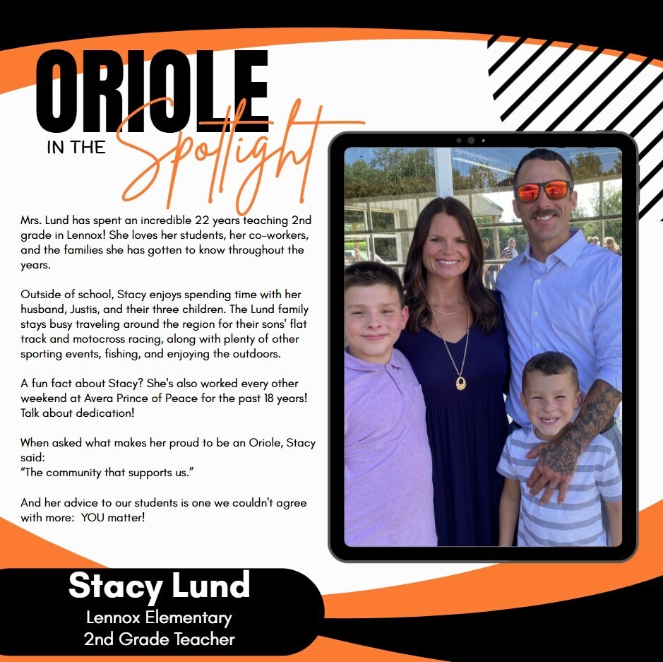 Mrs. Lund Oriole in the Spotlight!
