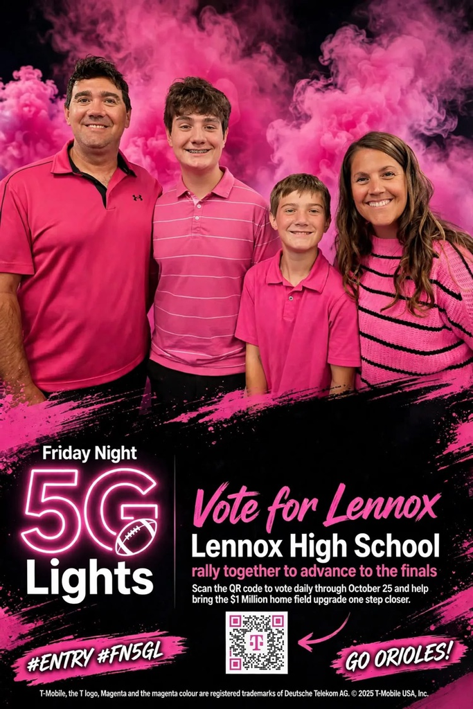 Lennox is painting the town MAGENTA! Our community is showing up BIG for T-Mobile’s Friday Night 5G Lights! Let’s keep the momentum going!  @TMobile #FN5GL #Entry #PaintTheTownMagenta #LennoxOrioles #LennoxPride