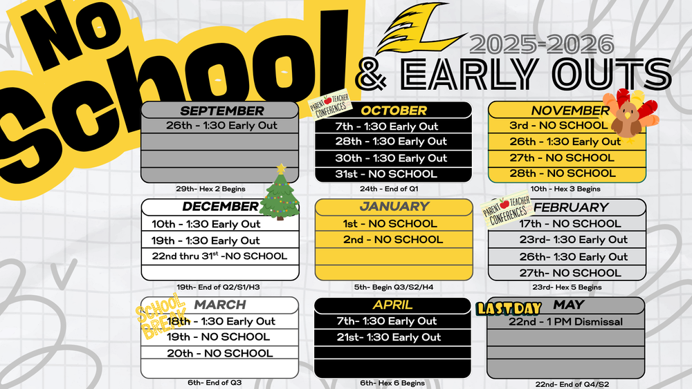 NO School and Early Outs