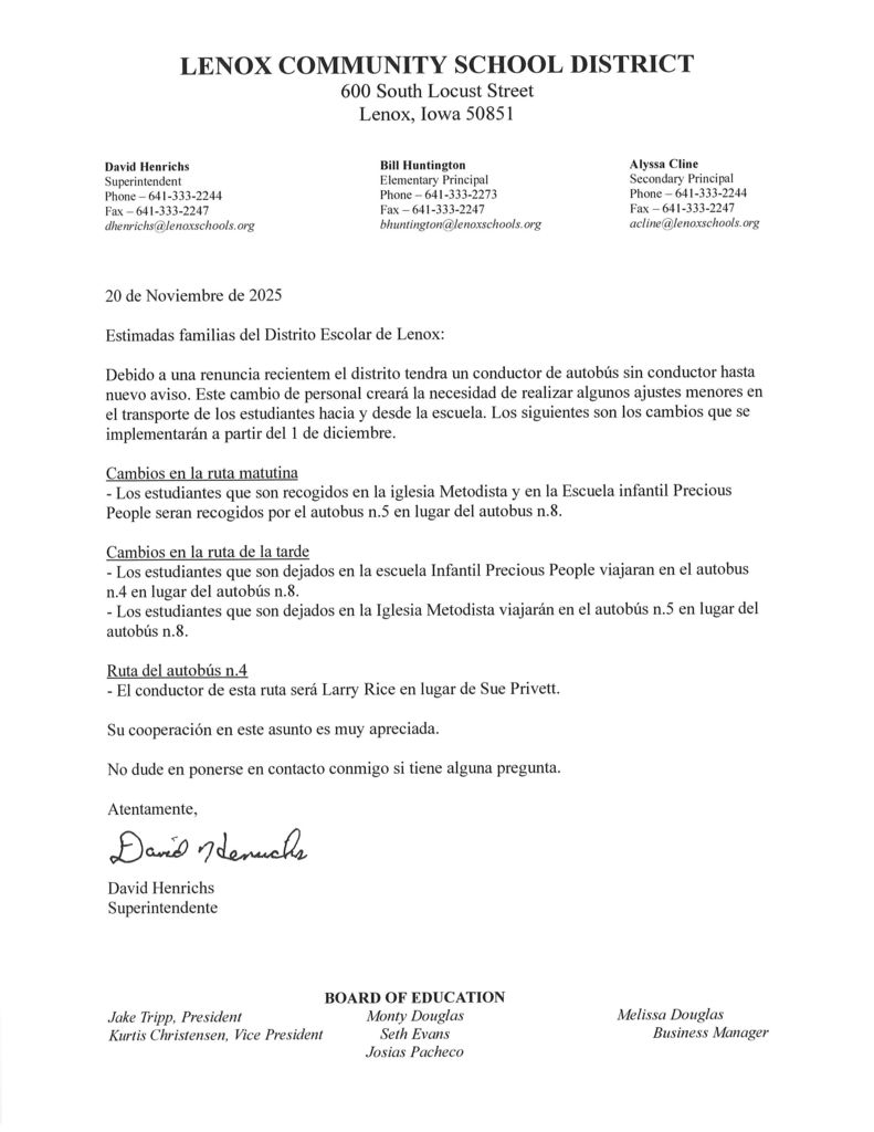 Spanish Bus Letter