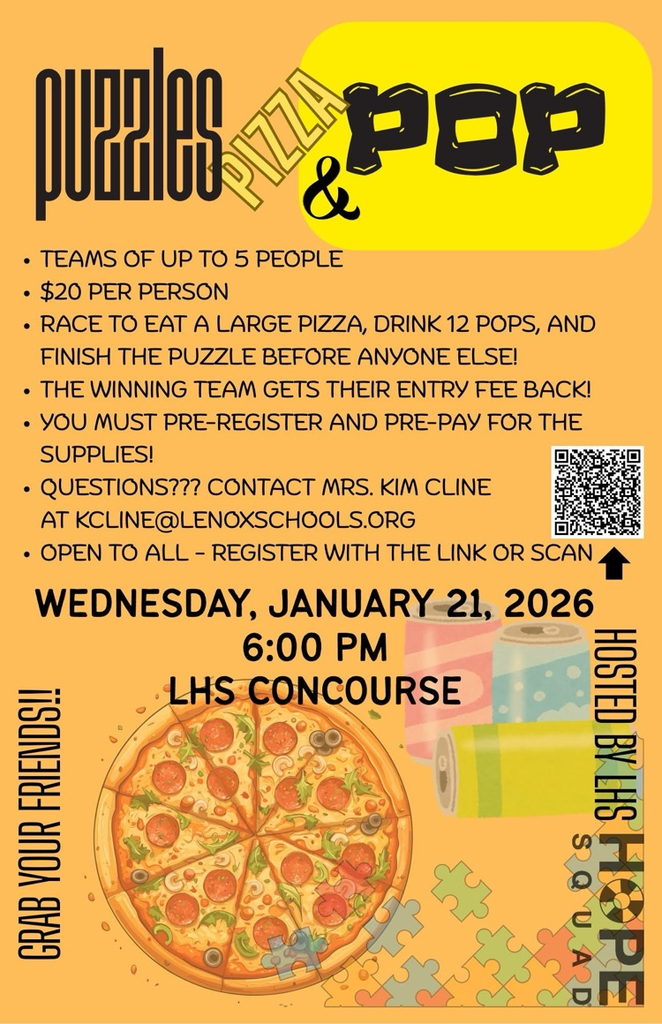 puzzles, pop, and pizza