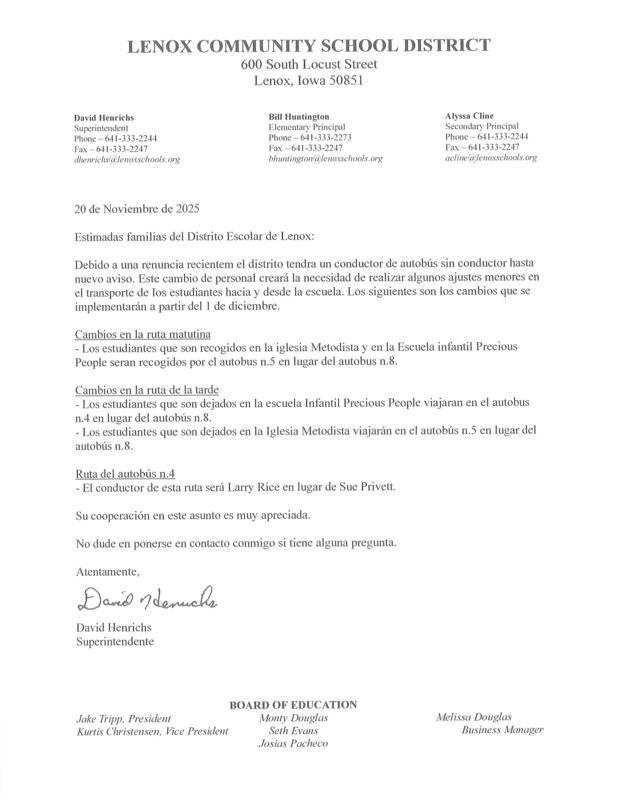 Spanish Bus Letter
