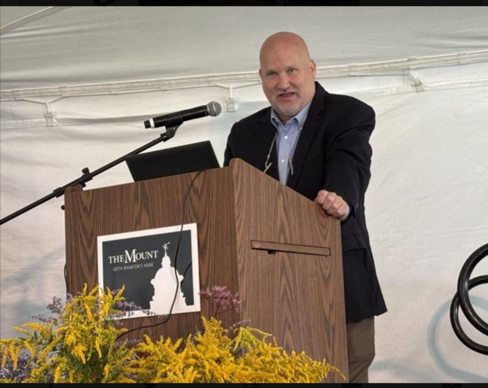 Former Commissioner of Education Jeff Riley, now part of MIT's artificial awareness program, tells Lenox school district staffers at the annual convocation that A.I. technology is "not perfect" but it can help us.